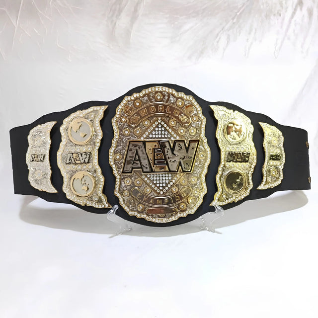 AEW World Championship Replica Belt – 6mm Brass Plates | Adult Size