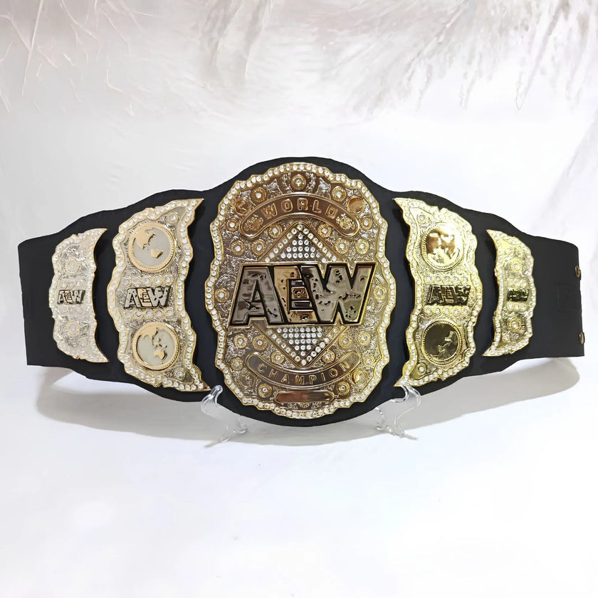 AEW World Championship Replica Belt – 6mm Brass Plates | Adult Size