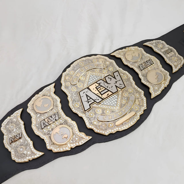 AEW World Championship Replica Belt – 6mm Brass Plates | Adult Size