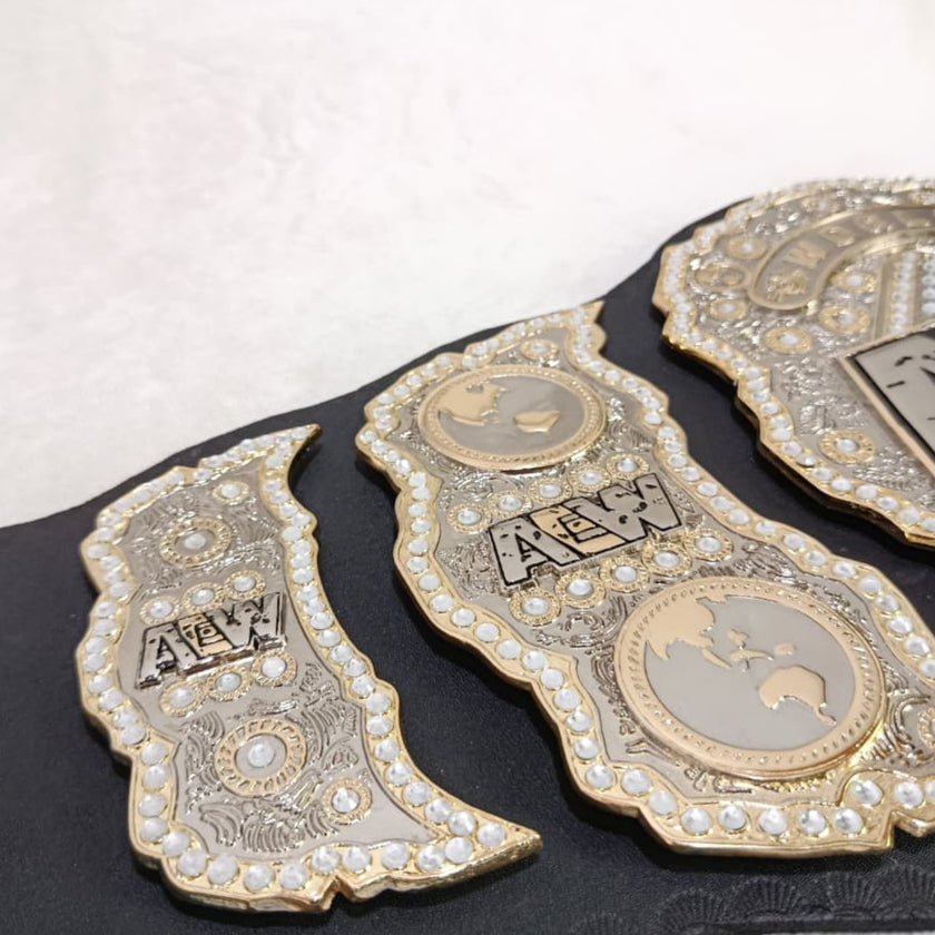 AEW World Championship Replica Belt – 6mm Brass Plates | Adult Size