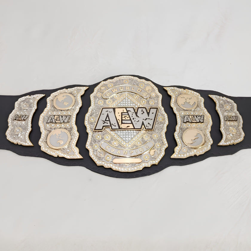 AEW World Championship Replica Belt – 6mm Brass Plates | Adult Size