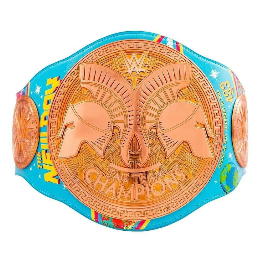 New Day Tag Team Championship Wrestling Title Belt Replica – 6mm Brass Plates | Adult Size