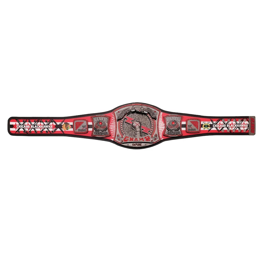 CM Punk Chicago Blackhawks Signature Series Spinner Championship Replica Title Belt