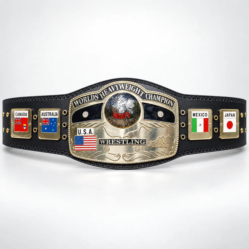 NWA Domed Globe Belt World Heavyweight Championship Belt Replica – 6mm Brass Plates | Adult Size