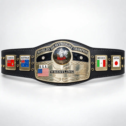 NWA Domed Globe Belt World Heavyweight Championship Belt Replica – 6mm Brass Plates | Adult Size