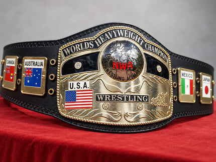 NWA Domed Globe Belt World Heavyweight Championship Belt Replica – 6mm Brass Plates | Adult Size