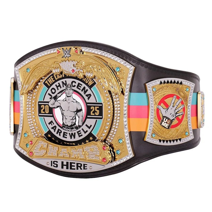 John Cena WWE Autographed Fanatics Authentic Farewell Tour 2025 San Antonio Replica Title Belt 6mm Brass Plates | Adult Size