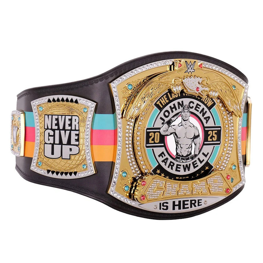John Cena WWE Autographed Fanatics Authentic Farewell Tour 2025 San Antonio Replica Title Belt 6mm Brass Plates | Adult Size