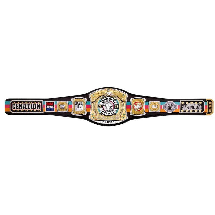John Cena WWE Autographed Fanatics Authentic Farewell Tour 2025 San Antonio Replica Title Belt 6mm Brass Plates | Adult Size