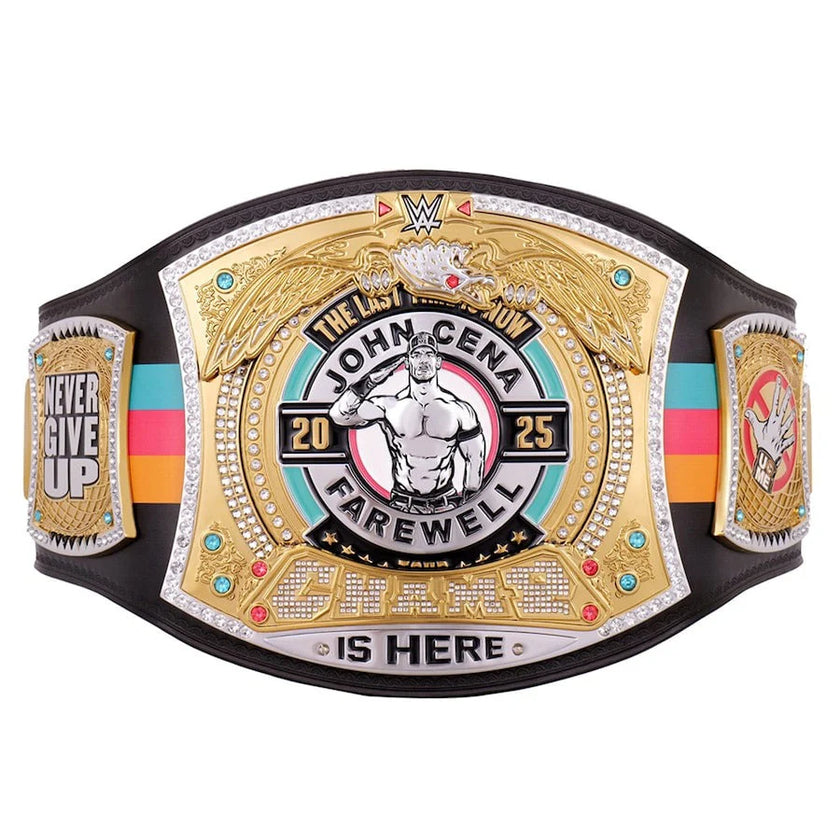 John Cena WWE Autographed Fanatics Authentic Farewell Tour 2025 San Antonio Replica Title Belt 6mm Brass Plates | Adult Size