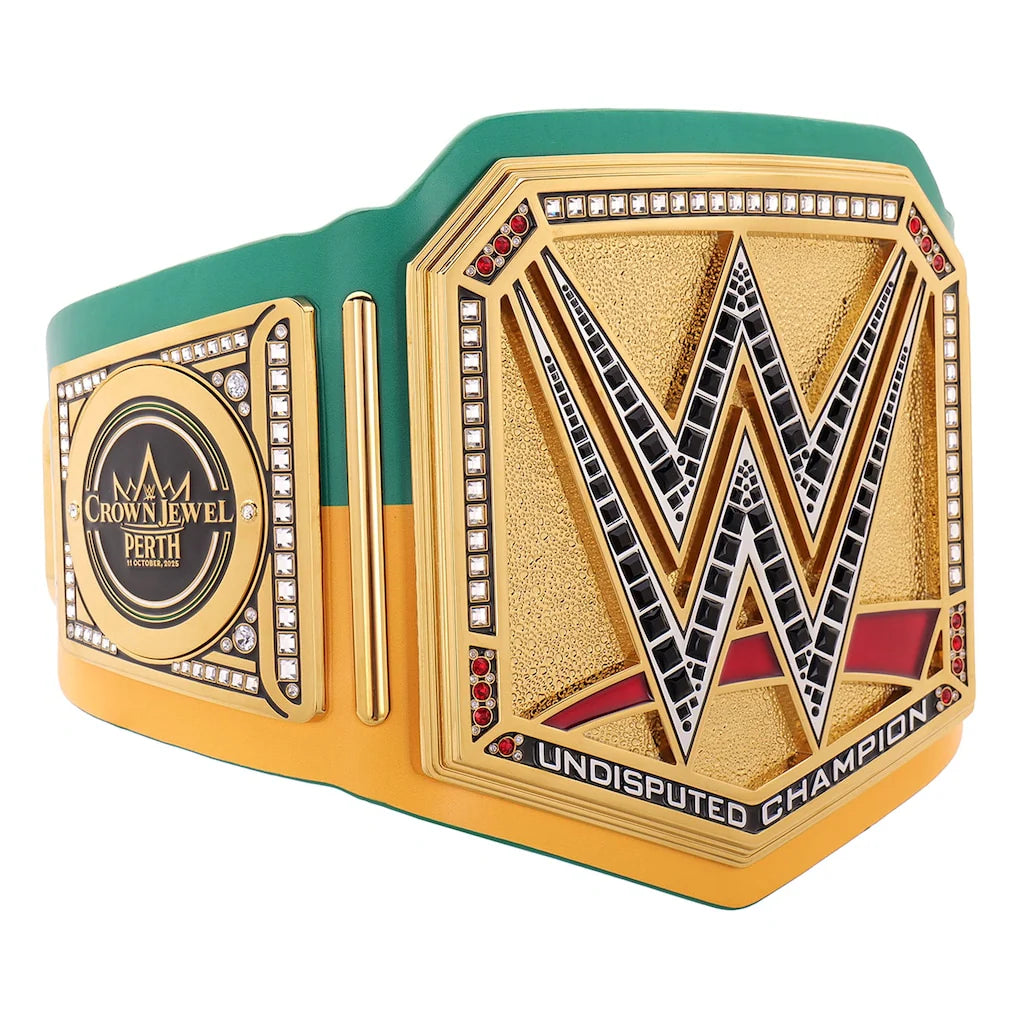 WWE Crown Jewel 2025 Perth Title Belt Replica – 6mm Brass Plates | Adult Size
