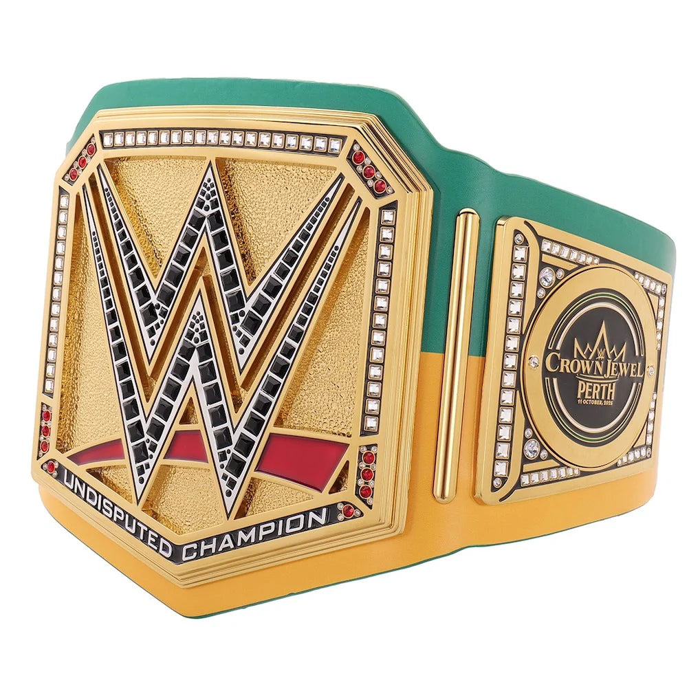 WWE Crown Jewel 2025 Perth Title Belt Replica – 6mm Brass Plates | Adult Size