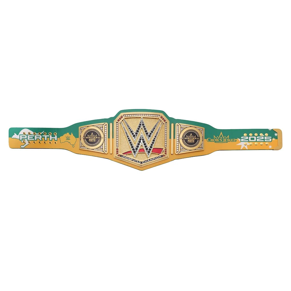 WWE Crown Jewel 2025 Perth Title Belt Replica – 6mm Brass Plates | Adult Size