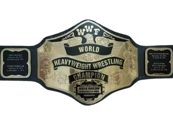 WWF Hulk Hogan Wrestling Heavyweight Championship Title Belt Replica – 6mm Brass Plates | Adult Size